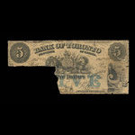 Canada, Bank of Toronto (The), 5 dollars : 3 juillet 1856