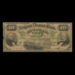 Canada, Niagara District Bank, 10 dollars : 1 juillet 1872