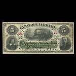 Canada, La Banque Nationale, 5 dollars : 2 janvier 1891