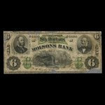 Canada, Molsons Bank, 6 dollars : 5 novembre 1871