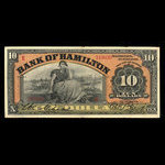 Canada, Bank of Hamilton, 10 dollars : 1 juin 1909