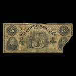 Canada, Metropolitan Bank, 5 dollars : 1 février 1872