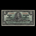 Canada, Banque du Canada, 1 dollar : 2 janvier 1937