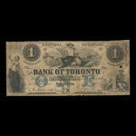 Canada, Bank of Toronto (The), 1 dollar : 3 juillet 1856