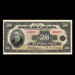 Canada, Banque du Canada, 500 dollars : 1935