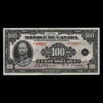 Canada, Banque du Canada, 100 dollars : 1935