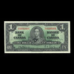 Canada, Banque du Canada, 1 dollar : 2 janvier 1937