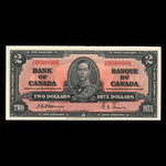 Canada, Banque du Canada, 2 dollars : 2 janvier 1937