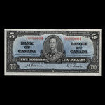 Canada, Banque du Canada, 5 dollars : 2 janvier 1937