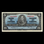 Canada, Banque du Canada, 5 dollars : 2 janvier 1937