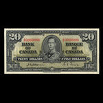 Canada, Banque du Canada, 20 dollars : 2 janvier 1937