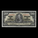 Canada, Banque du Canada, 20 dollars : 2 janvier 1937