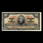 Canada, Banque du Canada, 100 dollars : 2 janvier 1937