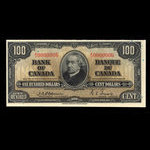 Canada, Banque du Canada, 100 dollars : 2 janvier 1937