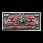 Canada, Banque du Canada, 1,000 dollars : 2 janvier 1937