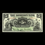 Canada, Dominion Bank, 5 dollars : 3 juillet 1905