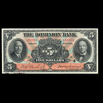 Canada, Dominion Bank, 5 dollars : 1 février 1931