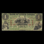 Canada, Bank of Upper Canada (York), 4 dollars : 1 janvier 1861