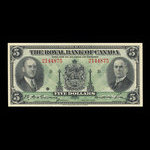 Canada, Banque Royale du Canada, 5 dollars : 2 janvier 1935