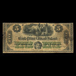 Canada, Bank of Prince Edward Island, 5 dollars : 1 janvier 1872