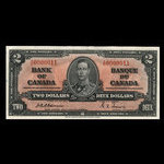 Canada, Banque du Canada, 2 dollars : 2 janvier 1937