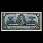 Canada, Banque du Canada, 5 dollars : 2 janvier 1937