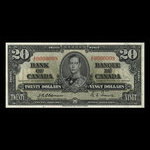 Canada, Banque du Canada, 20 dollars : 2 janvier 1937