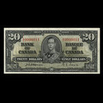 Canada, Banque du Canada, 20 dollars : 2 janvier 1937