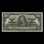 Canada, Banque du Canada, 20 dollars : 2 janvier 1937