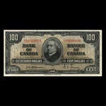 Canada, Banque du Canada, 100 dollars : 2 janvier 1937