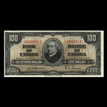 Canada, Banque du Canada, 100 dollars : 2 janvier 1937