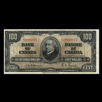 Canada, Banque du Canada, 100 dollars : 2 janvier 1937