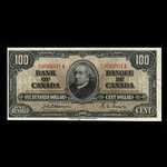 Canada, Banque du Canada, 100 dollars : 2 janvier 1937