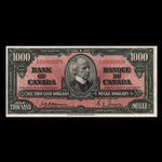 Canada, Banque du Canada, 1,000 dollars : 2 janvier 1937