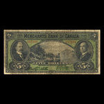 Canada, Merchants Bank of Canada (The), 5 dollars : 3 janvier 1917