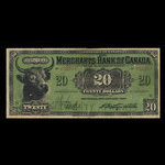 Canada, Merchants Bank of Canada (The), 20 dollars : 3 janvier 1917