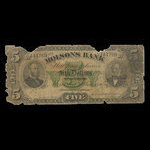 Canada, Molsons Bank, 5 dollars : 2 juillet 1890