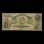 Canada, St. Stephen's Bank, 3 dollars : 1 février 1886