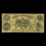 Canada, Bank of Toronto (The), 5 dollars : 1 juillet 1890