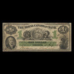 Canada, Royal Canadian Bank, 1 dollar : 4 juillet 1865