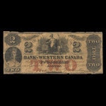 Canada, Bank of Western Canada, 2 dollars : 20 septembre 1859