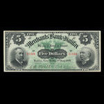 Canada, Merchants' Bank of Halifax, 5 dollars : 2 janvier 1899