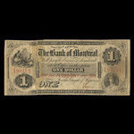 Canada, Banque de Montréal, 1 dollar : 1 août 1856