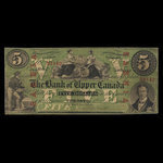 Canada, Bank of Upper Canada (York), 5 dollars : 1 janvier 1861