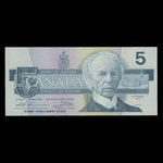 Canada, Banque du Canada, 5 dollars : 1986