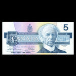 Canada, Banque du Canada, 5 dollars : 1986