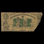 Canada, Commercial Bank of Canada, 1 dollar : 2 janvier 1857