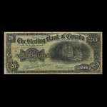 Canada, Sterling Bank of Canada, 20 dollars : 25 avril 1906