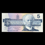 Canada, Banque du Canada, 5 dollars : 1986