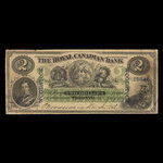 Canada, Royal Canadian Bank, 2 dollars : 26 juillet 1865